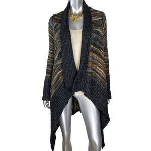 Line Knitwear Blue Striped Asymmetrical Cardigan M